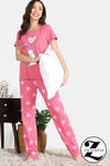 Zivame Farm Lore Knit Cotton Pyajama Set - Rapture Rose — thumbnail 1